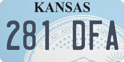 KS license plate 281DFA