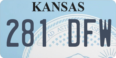 KS license plate 281DFW