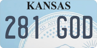 KS license plate 281GOD