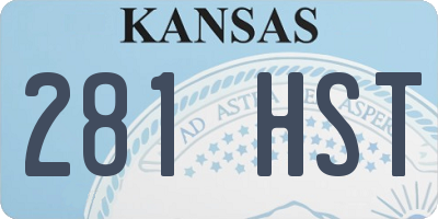 KS license plate 281HST