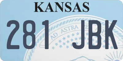 KS license plate 281JBK