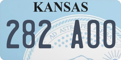 KS license plate 282AOO