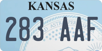 KS license plate 283AAF