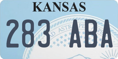 KS license plate 283ABA