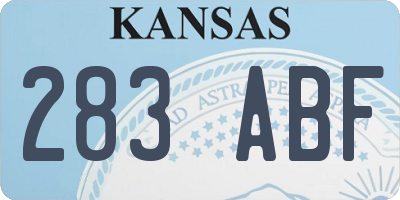 KS license plate 283ABF