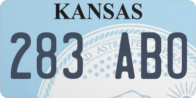 KS license plate 283ABO