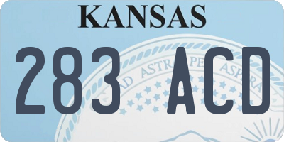 KS license plate 283ACD