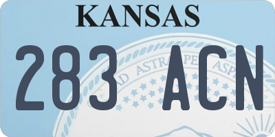 KS license plate 283ACN