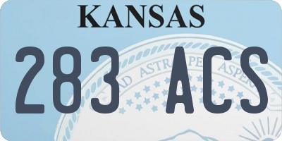 KS license plate 283ACS
