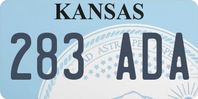 KS license plate 283ADA