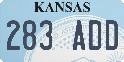 KS license plate 283ADD