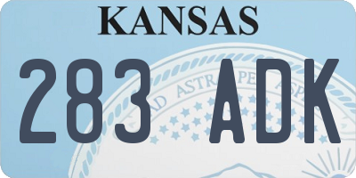 KS license plate 283ADK