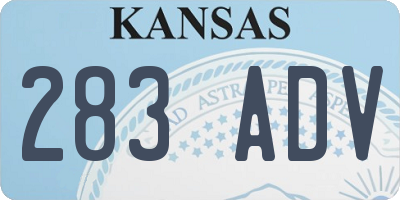 KS license plate 283ADV