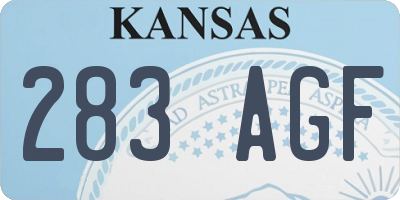 KS license plate 283AGF