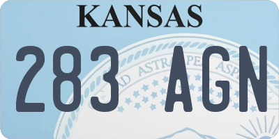 KS license plate 283AGN