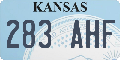 KS license plate 283AHF
