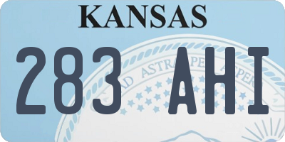 KS license plate 283AHI