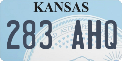 KS license plate 283AHQ