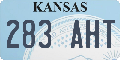 KS license plate 283AHT