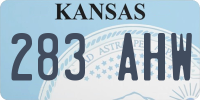 KS license plate 283AHW