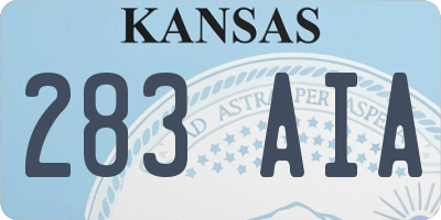 KS license plate 283AIA
