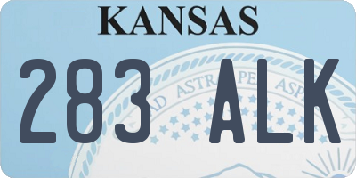 KS license plate 283ALK