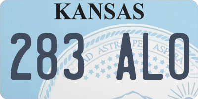 KS license plate 283ALO