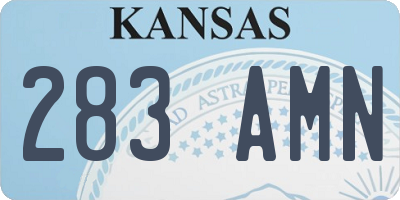 KS license plate 283AMN