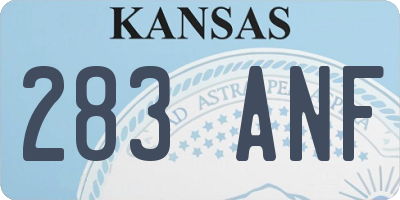 KS license plate 283ANF