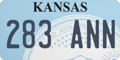 KS license plate 283ANN