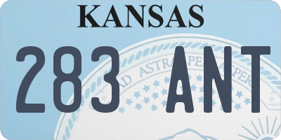 KS license plate 283ANT