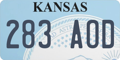 KS license plate 283AOD