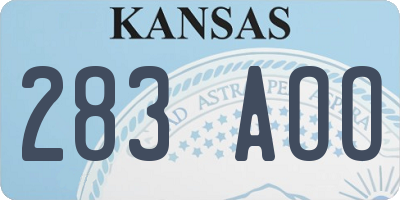 KS license plate 283AOO