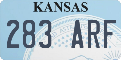 KS license plate 283ARF