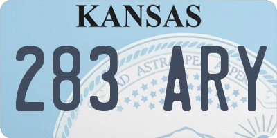 KS license plate 283ARY