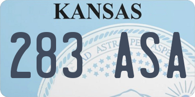 KS license plate 283ASA