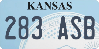 KS license plate 283ASB
