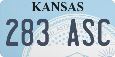 KS license plate 283ASC