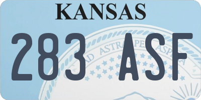 KS license plate 283ASF