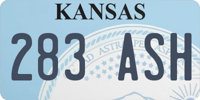 KS license plate 283ASH