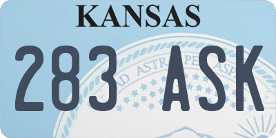 KS license plate 283ASK
