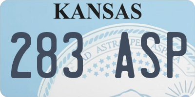 KS license plate 283ASP