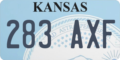 KS license plate 283AXF