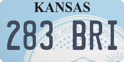 KS license plate 283BRI