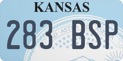 KS license plate 283BSP