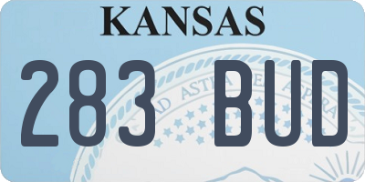 KS license plate 283BUD
