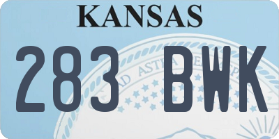 KS license plate 283BWK