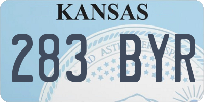 KS license plate 283BYR
