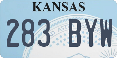 KS license plate 283BYW