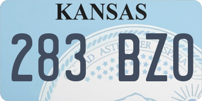 KS license plate 283BZO